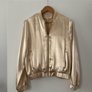 Gold satin bomber jacket